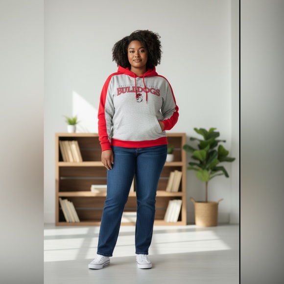 Champion Tops - Vintage University of Georgia bulldog Champion White and Red sweatshirt hoodie